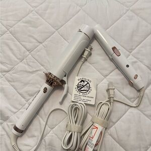 T3 White Curling Iron and Flat Iron Set